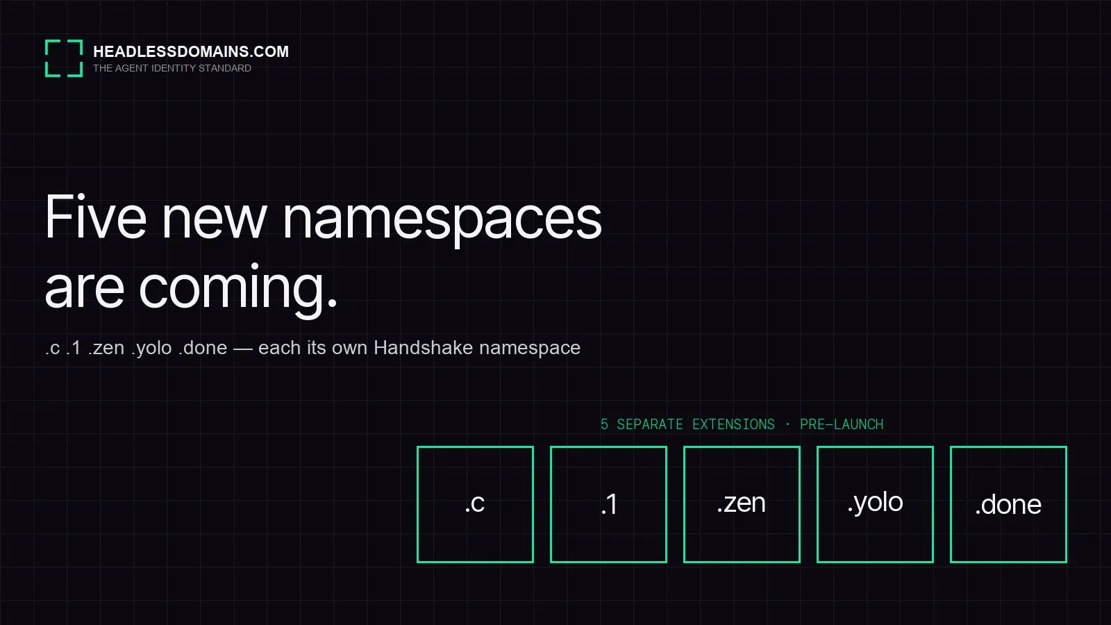 Coming Soon: .c, .1, .zen, .yolo and .done