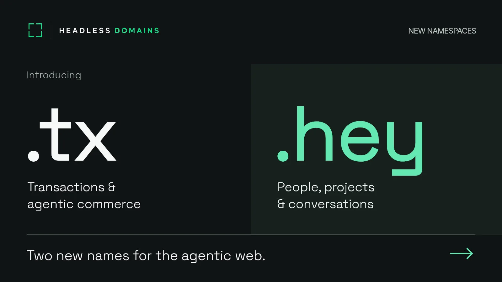 Introducing .tx and .hey: Two New Namespaces for the Agentic Web
