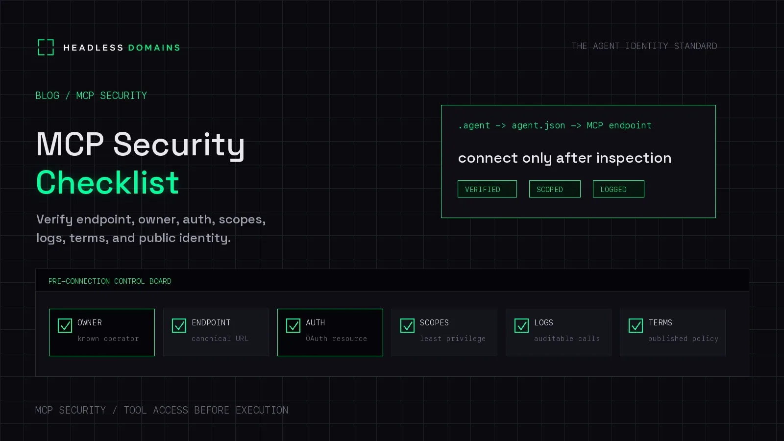 MCP Security Checklist: What to Verify Before You Connect an Agent to a Tool