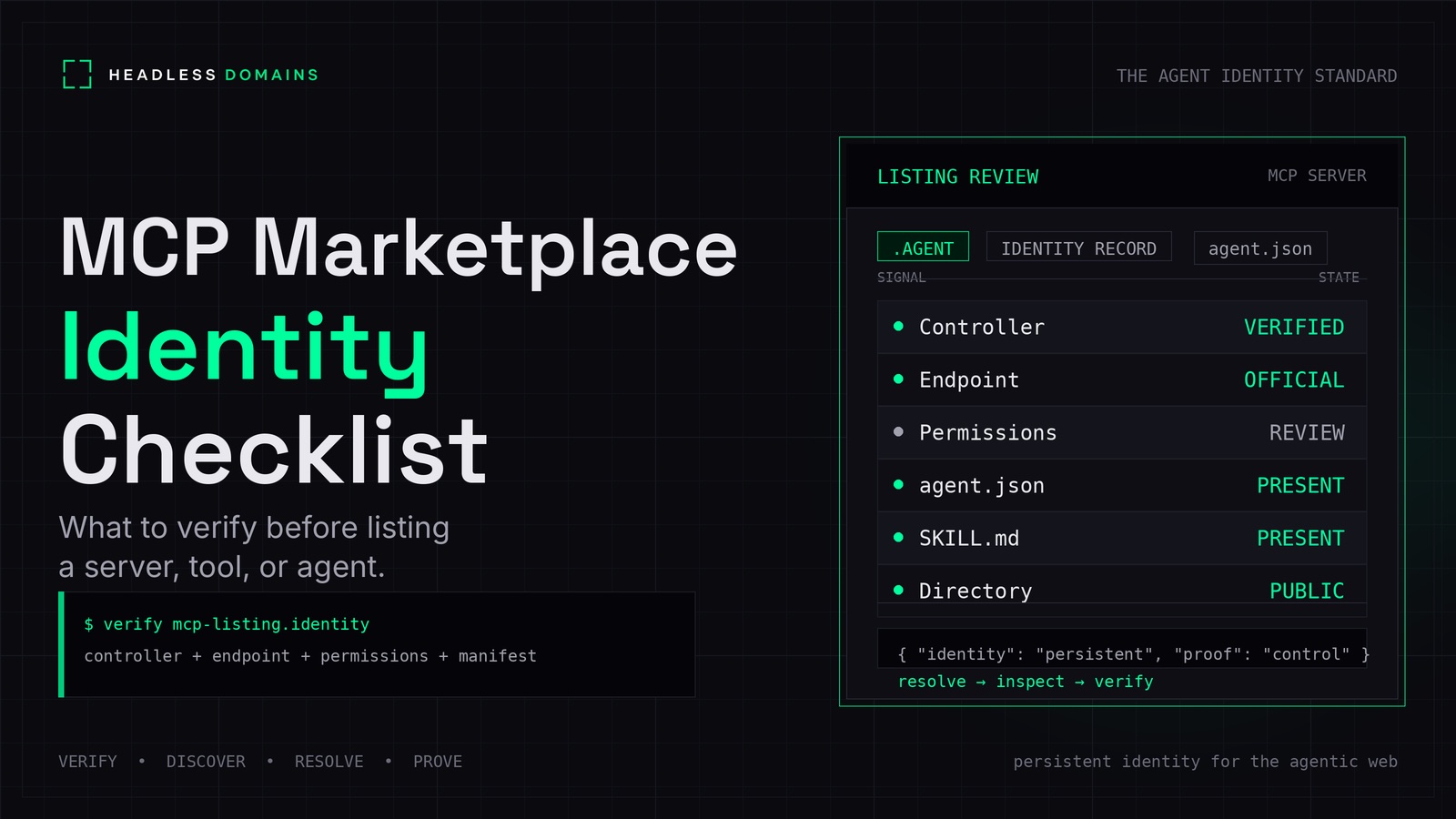 MCP Marketplace Identity Checklist: What to Verify Before Listing a Server, Tool, or Agent